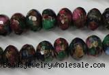 CGO25 15.5 inches 8*12mm faceted rondelle gold multi-color stone beads