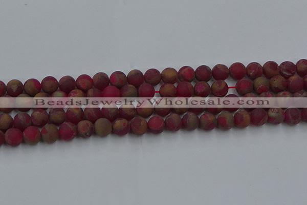 CGO252 15.5 inches 8mm round matte gold multi-color stone beads