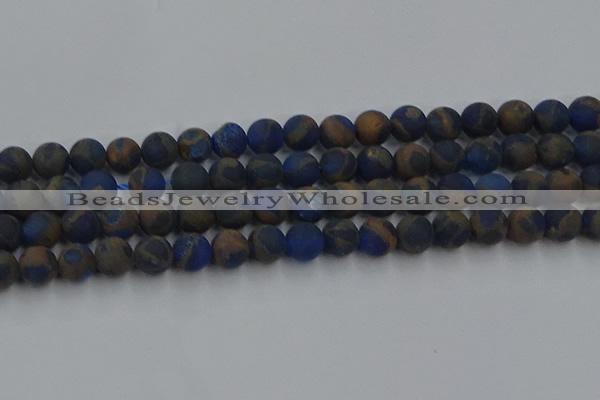 CGO263 15.5 inches 10mm round matte gold multi-color stone beads