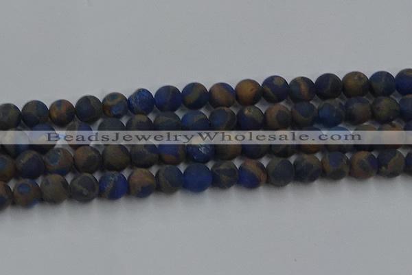 CGO264 15.5 inches 12mm round matte gold multi-color stone beads