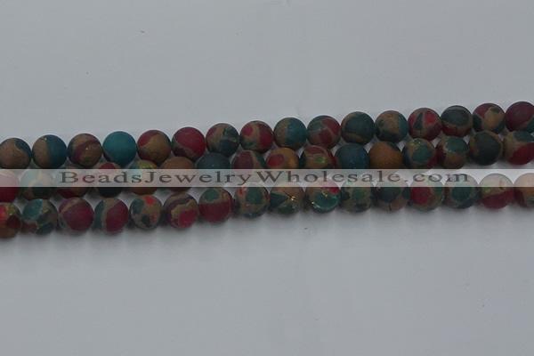 CGO268 15.5 inches 10mm round matte gold multi-color stone beads