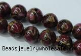 CGO54 15.5 inches 10mm round gold red color stone beads