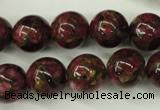 CGO58 15.5 inches 18mm round gold red color stone beads