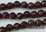 CGO64 15.5 inches 10mm faceted round gold red color stone beads