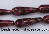 CGO79 15.5 inches 10*30mm teardrop gold red color stone beads