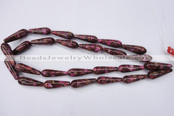 CGO80 15.5 inches 12*40mm teardrop gold red color stone beads