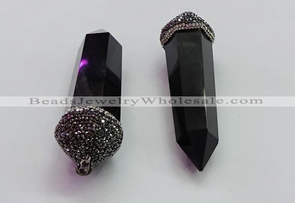 CGP1522 25*80mm - 28*90mm sticks black obsidian pendants