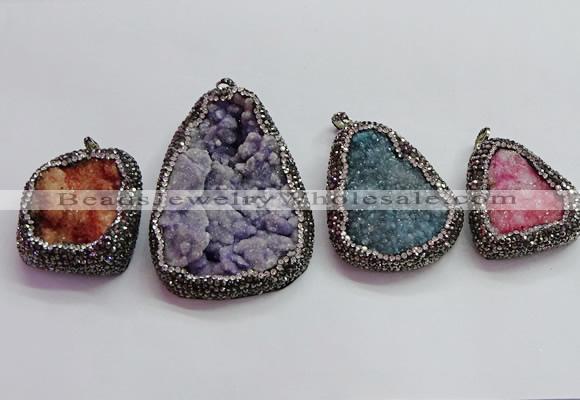 CGP1543 35*40mm - 45*70mm freeform druzy agate pendants