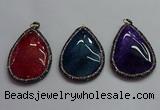 CGP1547 40*60mm flat teardrop agate pendants wholesale