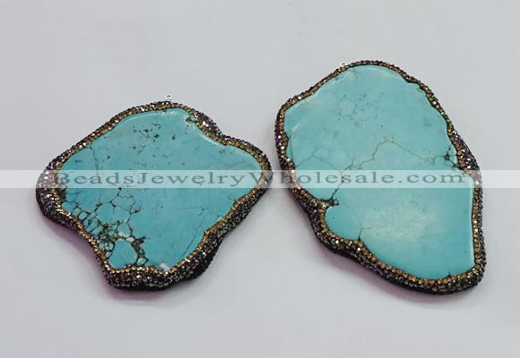 CGP1555 65*70mm - 60*90mm freeform turquoise pendants wholesale