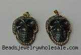 CGP159 25*35mm skull hematite gemstone pendants wholesale