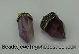 CGP212 15*30mm - 20*35mm bullet amethyst gemstone pendants