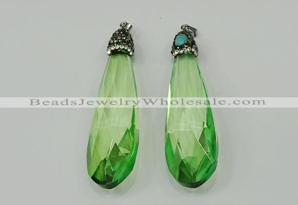 CGP237 20*80mm faceted teardrop crystal glass pendants wholesale