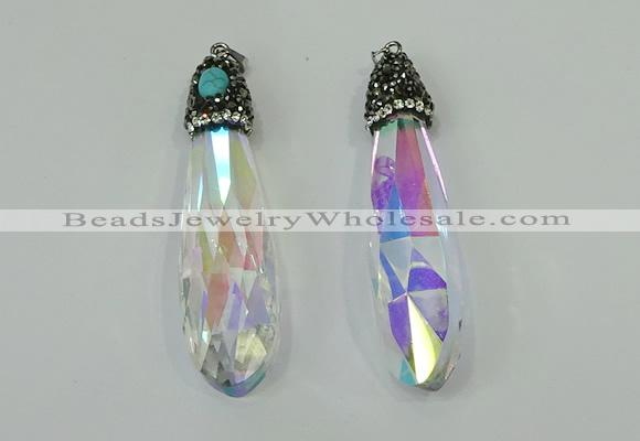 CGP240 17*70mm faceted teardrop crystal glass pendants wholesale