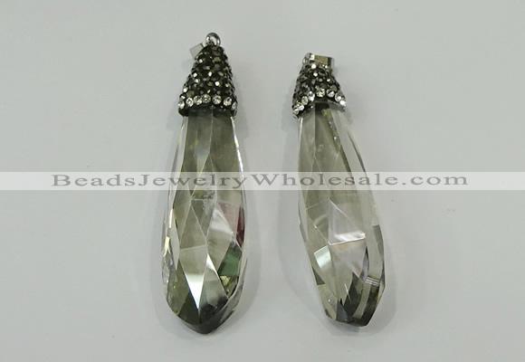 CGP241 17*70mm faceted teardrop crystal glass pendants wholesale