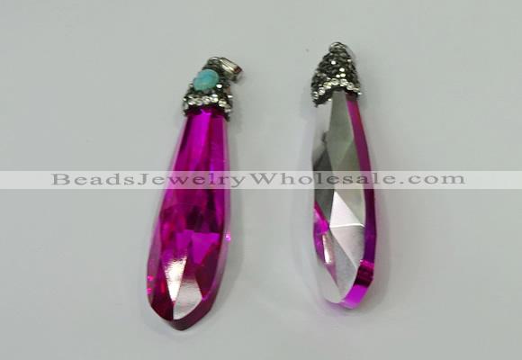 CGP244 17*70mm faceted teardrop crystal glass pendants wholesale