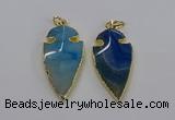 CGP3005 22*45mm arrowhead agate gemstone pendants wholesale