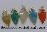 CGP3008 22*45mm arrowhead agate gemstone pendants wholesale