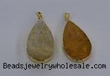 CGP3016 28*50mm flat teardrop fossil coral pendants wholesale