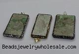 CGP3023 30*60mm - 40*60mm rectangle green apple jasper pendants