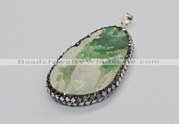 CGP3025 35*50mm - 40*65mm freeform green apple jasper pendants