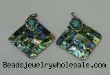 CGP306 35*35mm diamond abalone shell pendants wholesale