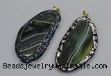 CGP3068 40*65mm - 40*70mm freeform line agate pendants