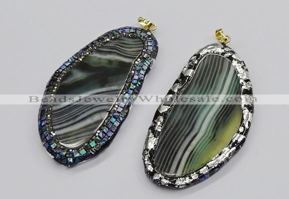 CGP3068 40*65mm - 40*70mm freeform line agate pendants