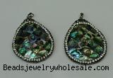 CGP308 35*45mm flat teardrop abalone shell pendants wholesale