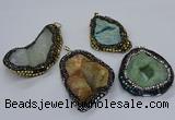 CGP3085 40*50mm - 45*55mm freeform druzy agate pendants