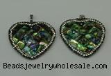 CGP310 40*40mm heart abalone shell pendants wholesale