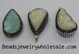 CGP3113 30*55mm flat teardrop druzy agate pendants wholesale