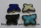 CGP3114 40*45mm butterfly druzy agate pendants wholesale