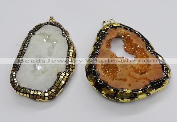 CGP3118 45*65mm - 55*70mm freeform druzy agate pendants