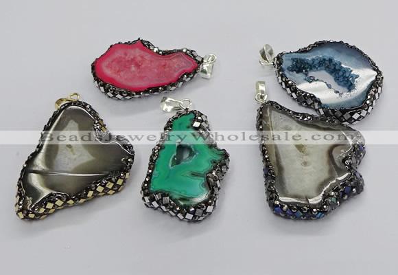 CGP3123 25*35mm - 40*50mm freeform druzy agate pendants