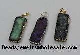 CGP3125 12*35mm - 15*40mm rectangle druzy agate pendants