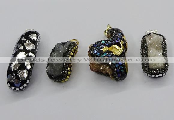 CGP3129 20*40mm - 25*45mm freeform druzy agate pendants