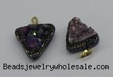 CGP3140 25*30mm - 30*35mm triangle plated druzy amethyst pendants