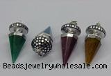 CGP3155 22*50mm faceted cone agate gemstone pendants wholesale