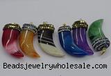 CGP3168 20*50mm - 25*55mm horn agate gemstone pendants