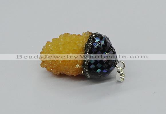 CGP3197 20*30mm - 25*40mm nuggets plated druzy quartz pendants