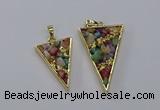 CGP3262 25*40mm - 30*50mm triangle druzy agate pendants wholesale