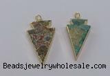 CGP3276 25*50mm - 30*55mm arrowhead ocean agate pendants