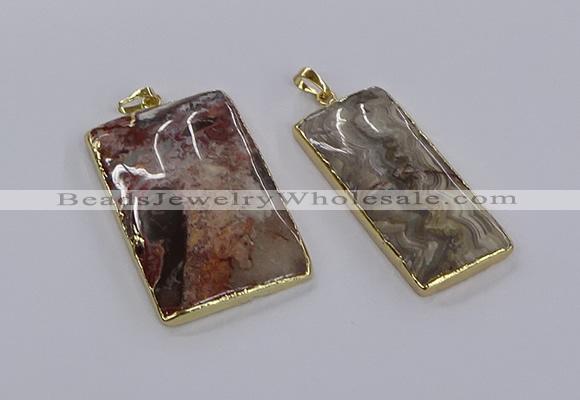 CGP3334 25*50mm - 35*55mm rectangle crazy lace agate pendants