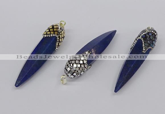 CGP3363 15*50mm - 16*65mm sticks lapis lazuli gemstone pendants