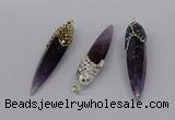 CGP3368 15*50mm - 16*65mm sticks amethyst gemstone pendants