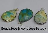 CGP3403 30*40mm - 30*45mm faceted flat teardrop agate pendants