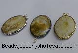 CGP3408 35*50mm faceted oval agate pendants wholesale