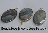 CGP3413 35*50mm faceted oval agate pendants wholesale