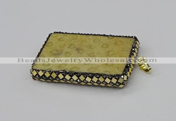 CGP3421 35*60mm - 40*50mm rectangle fossil coral pendants